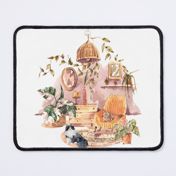 Item preview, Vintage Urban Jungle with Watercolor Cats  designed and sold by BohemiWANDERS.