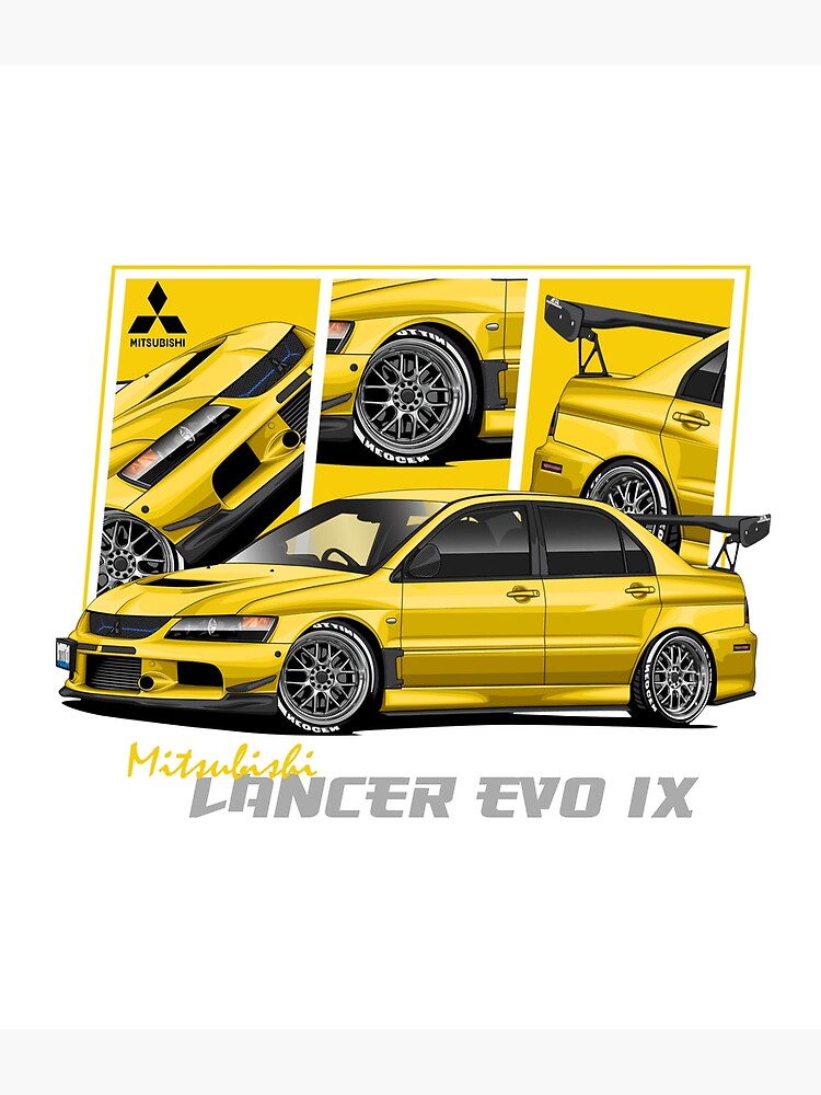 Disover Mitsubishi Lancer Evolution IX, EVO 9 JDM Car, yellow Backpack