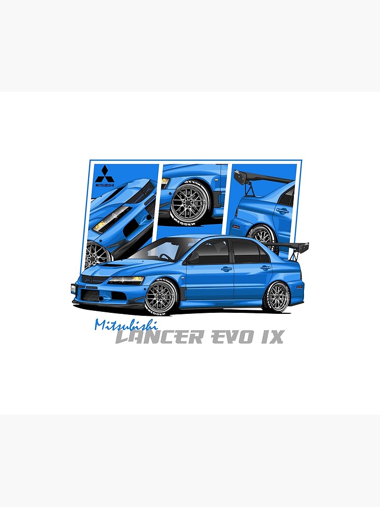 Disover Mitsubishi Lancer Evolution IX, EVO 9 JDM Car, Blue Premium Matte Vertical Poster