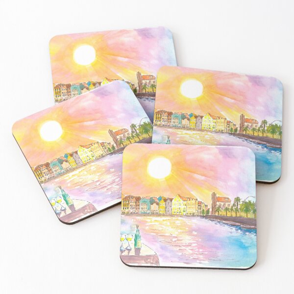 Item preview, Unforgettable Willemstad Curacao Caribbean Sunset Dinner with Queen Emma Bridge and Punda designed and sold by artshop77.