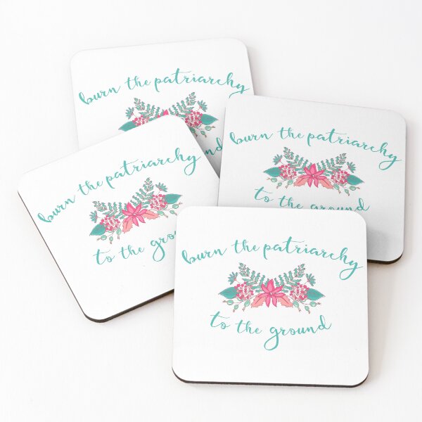 Item preview, Irreverent Truths: Burn the patriarchy to the ground (pink and teal flowers) designed and sold by Ofeefee.