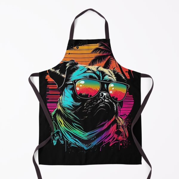 Item preview, Synthwave Retrowave Pug Dog with Sunglasses 80s Vaporwave designed and sold by SpookshowDesign.