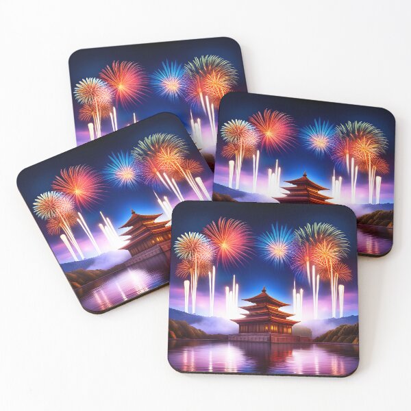 Item preview, Sparkling fireworks over a shimmering lake designed and sold by ZarliaShop.