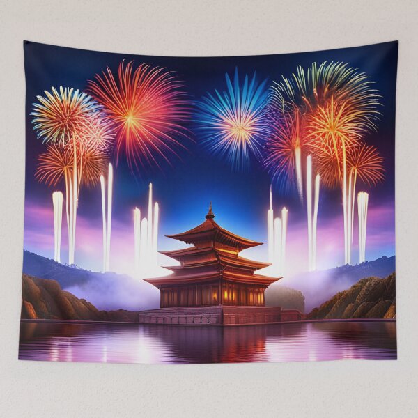 Item preview, Sparkling fireworks over a shimmering lake designed and sold by ZarliaShop.