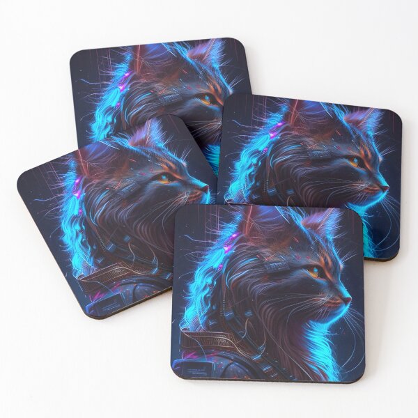 Item preview, Neon Whiskers: Cyberpunk Cat Poster - A Vibrant Fusion of Feline Elegance and Futuristic Design designed and sold by AiArtLab.