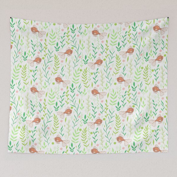 Item preview, pattern with fish and algae designed and sold by burbura.