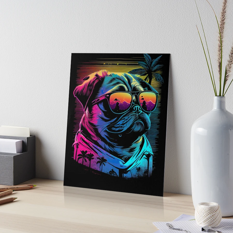 Neon Pug With Sunglasses Animal Art Pug Dog Renaissance Art Print Digital  Download -  Hong Kong