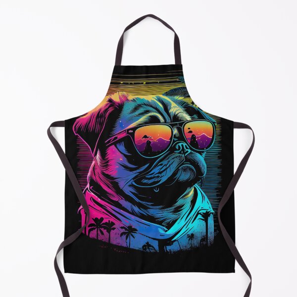 Item preview, Pug Dog with Sunglasses Vaporwave Synthwave Retrowave Style designed and sold by SpookshowDesign.