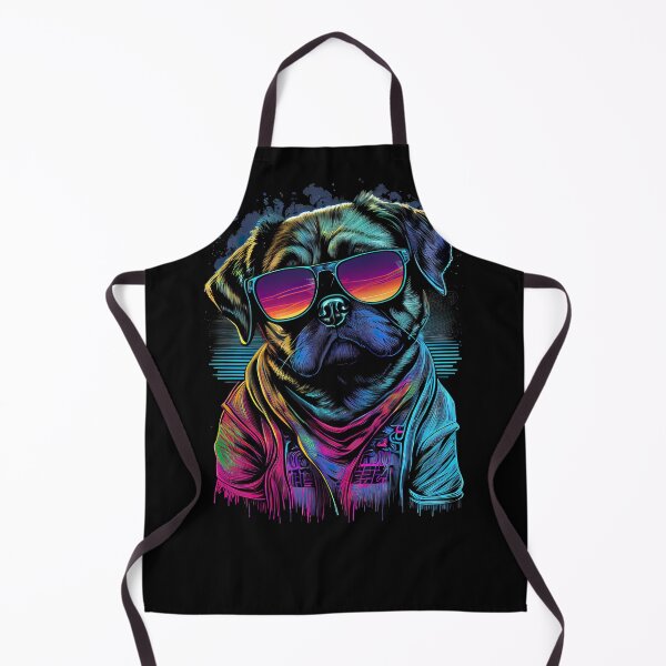 Item preview, Vaporwave Synthwave Retrowave 80s Pug Dog with Sunglasses designed and sold by SpookshowDesign.