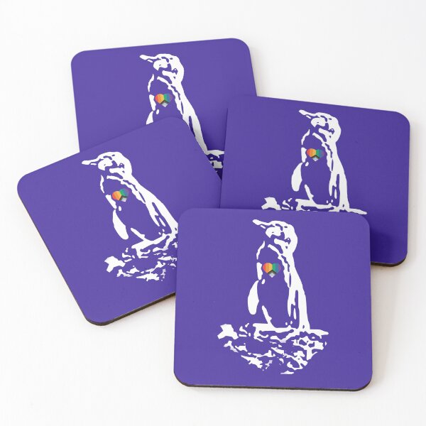 Item preview, Galapagos Penguin White with Pride Heart (Dark Purple #3A2096 background)  designed and sold by SBPenguins.