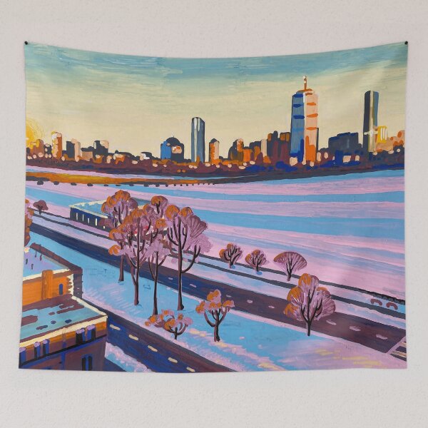 Item preview, Snowy Charles River from MIT - Acrylic Marker Illustration designed and sold by WrenInFlight.