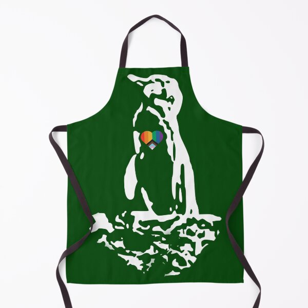 Artikelvorschau, Galapagos Penguin White with Pride Heart (Dark Green #014606 background) entworfen und verkauft von SBPenguins.