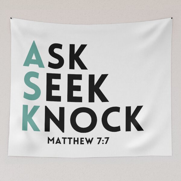 Item preview, Ask Seek Knock (white background) designed and sold by KingsManKind.