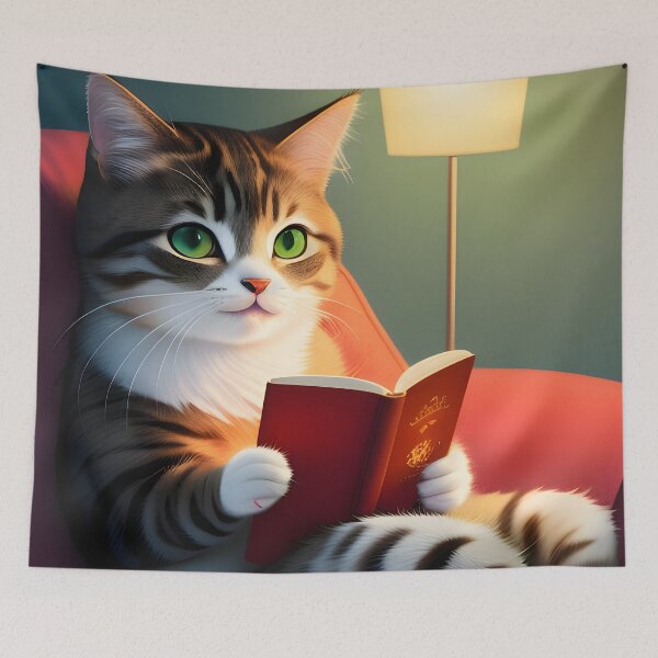 Artikelvorschau, Katzenlesung - moderne digitale Kunst entworfen und verkauft von Ai-michiart.