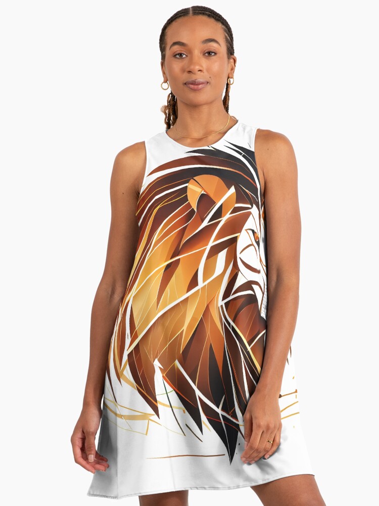 A minimalistic logo made of lines featuring the silhouette of a lion head, simple triangular shapes and lines" A-Line Dress for Sale by anytka | Redbubble A minimalistic logo made of lines featuring the silhouette of a lion head, simple triangular shapes and lines" A-Line Dress for Sale by anytka | Redbubble