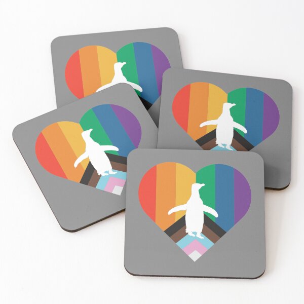 Artikelvorschau, LGBTQ Pride Penguin Heart white Hoiho penguin (Grey #808080 Background)  entworfen und verkauft von SBPenguins.
