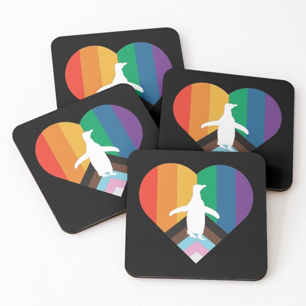 Artikelvorschau, LGBTQ Pride Penguin Heart white Hoiho penguin (Black Background) entworfen und verkauft von SBPenguins.