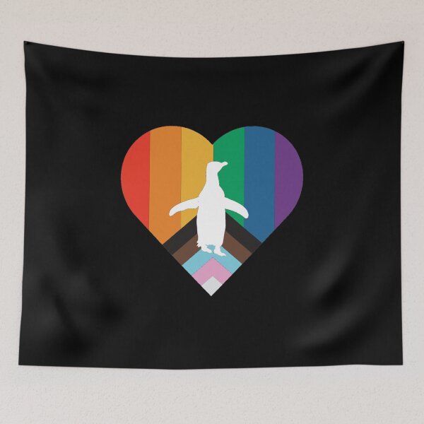 Artikelvorschau, LGBTQ Pride Penguin Heart white Hoiho penguin (Black Background) entworfen und verkauft von SBPenguins.