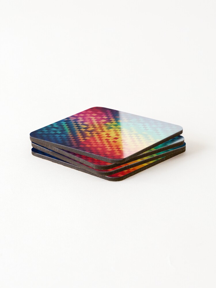 Thumbnail 4 of 5, Coasters (Set of 4), Rainbow Gradient Colorful Checker Pattern designed and sold by PatternBestFan.