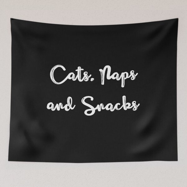 Item preview, Vintage Cats naps and snacks white bold typography  designed and sold by garniturex.