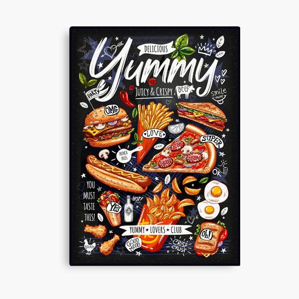 Item preview, Food, yummy, print, burger, pizza, sandwich, roll, chicken designed and sold by Bearlala.