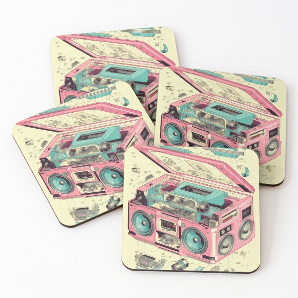 Item preview, Retro-Futuristic Boombox: Cassette Player Exploded View designed and sold by Retro Type.