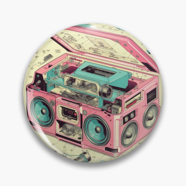 Item preview, Retro-Futuristic Boombox: Cassette Player Exploded View designed and sold by Retro Type.