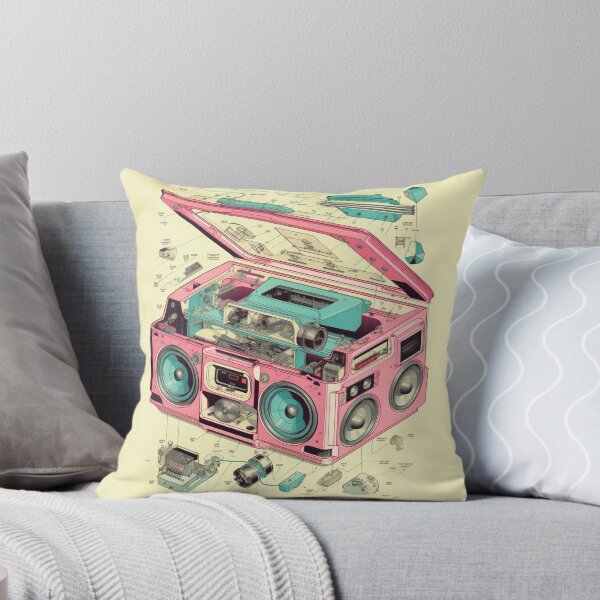 Item preview, Retro-Futuristic Boombox: Cassette Player Exploded View designed and sold by Retro Type.