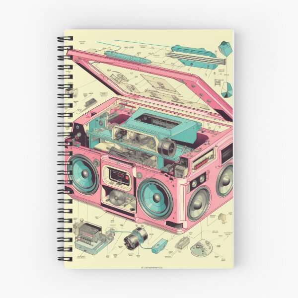 Item preview, Retro-Futuristic Boombox: Cassette Player Exploded View designed and sold by Retro Type.