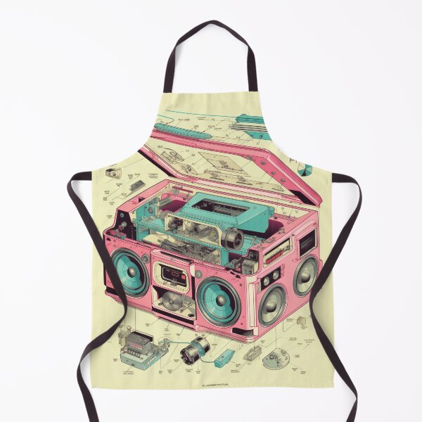 Item preview, Retro-Futuristic Boombox: Cassette Player Exploded View designed and sold by Retro Type.