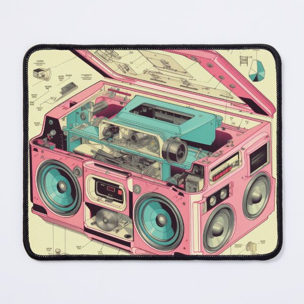 Item preview, Retro-Futuristic Boombox: Cassette Player Exploded View designed and sold by Retro Type.