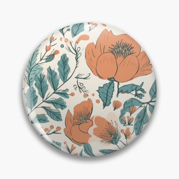 Item preview, Floral Pattern Orange and green designed and sold by HandCraftedArt.