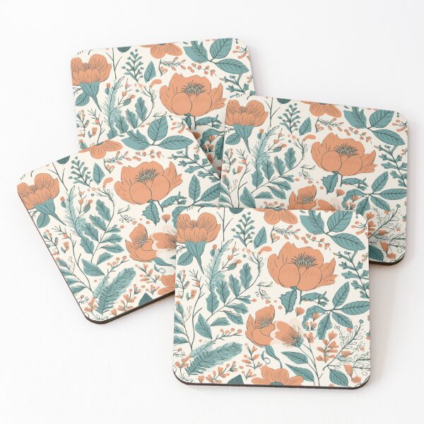 Item preview, Floral Pattern Orange and green designed and sold by HandCraftedArt.