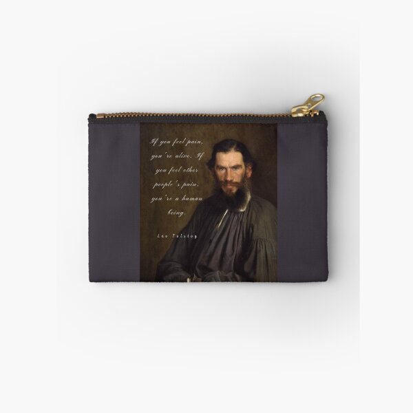 Item preview, Leo Tolstoy portrait and quote: If you feel pain, you're alive, designed and sold by artbleed.