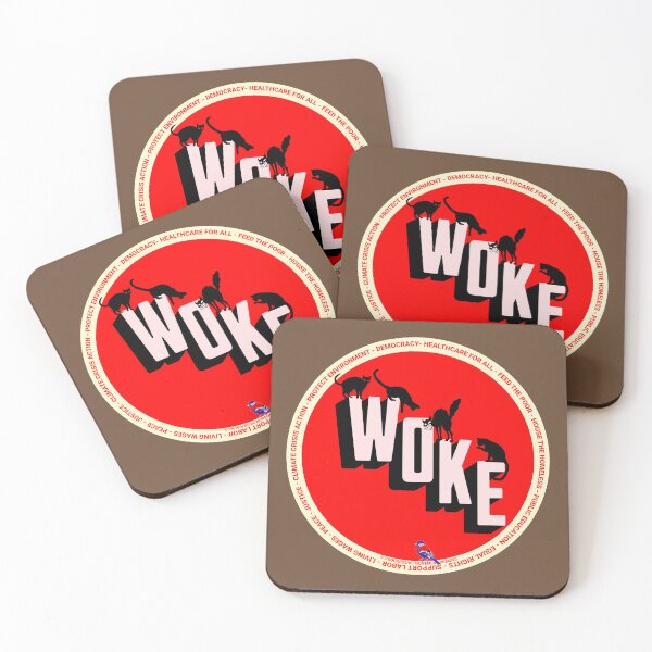 Item preview, PMD00821 Progressive Movement Designs Woke Cats design for cat lovers shows you are woke and support progressive policy goals for Democrats Independents and Bernie Sanders supporters designed and sold by ProgressiveLeft.