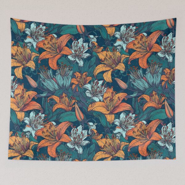 Item preview, Lilies pattern endless designed and sold by PoppinArtFox.