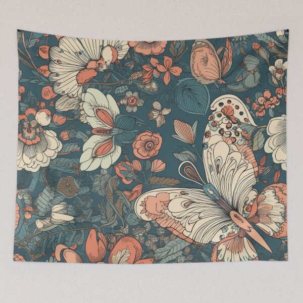 Item preview, Floral pattern with butterflies designed and sold by HandCraftedArt.