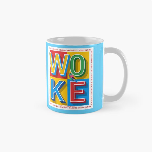 Item preview, PMD00822 Progressive Movement Designs Woke colorful block letters with bird shows you are woke and support progressive policy goals for Democrats Independents and Bernie Sanders supporters designed and sold by ProgressiveLeft.