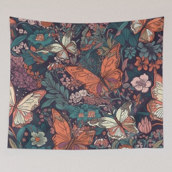 Item preview, Floral pattern with butterflies designed and sold by HandCraftedArt.
