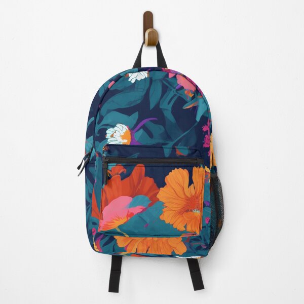 Item preview, Navy with daisies and poppies pattern designed and sold by Relephants.
