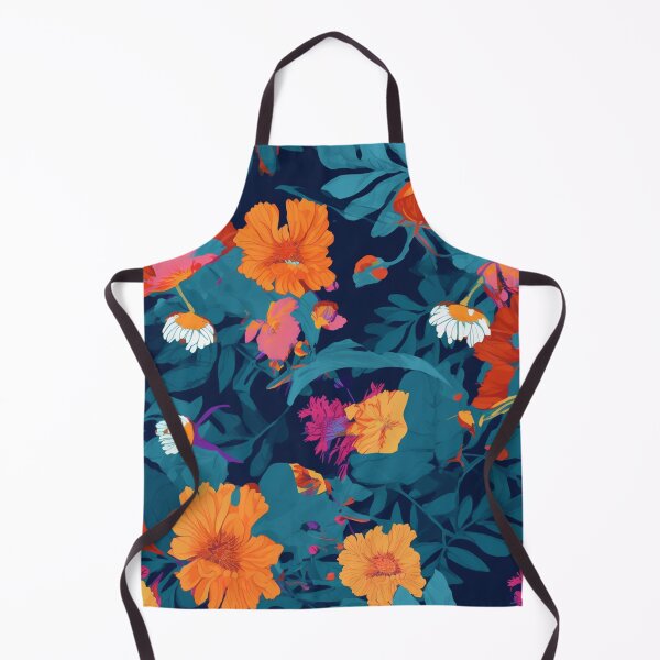 Item preview, Navy with daisies and poppies pattern designed and sold by Relephants.