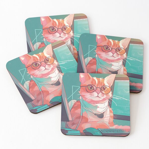 Item preview, nerdy cat designed and sold by Japandiizm.