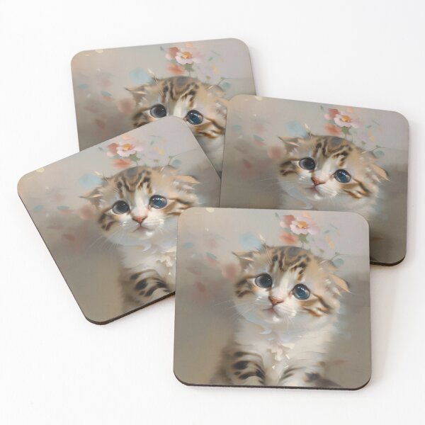 Item preview, Feline Playfulness: A lively kitty oil painting designed and sold by KH-GardenEden.