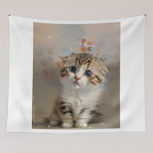 Item preview, Feline Playfulness: A lively kitty oil painting designed and sold by KH-GardenEden.