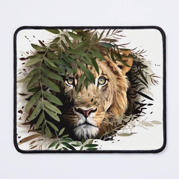 Item preview, a lion in the jungle among the green bushes designed and sold by Print-Online.