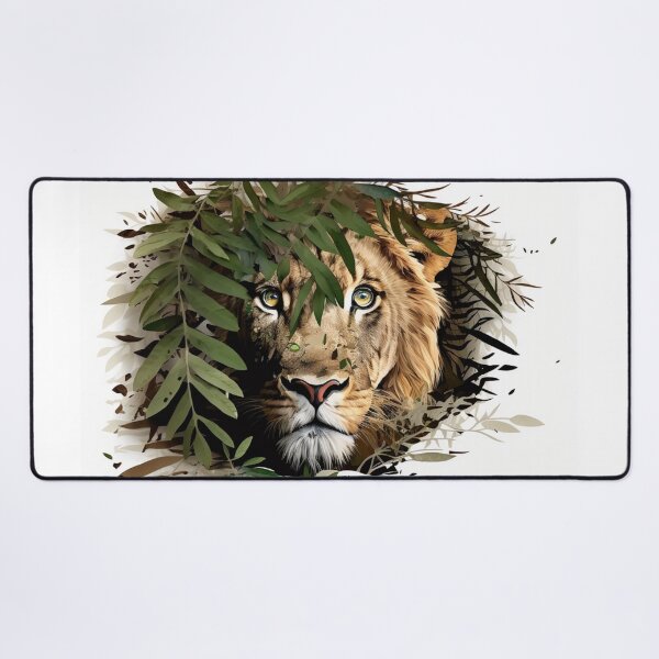 Item preview, a lion in the jungle among the green bushes designed and sold by Print-Online.