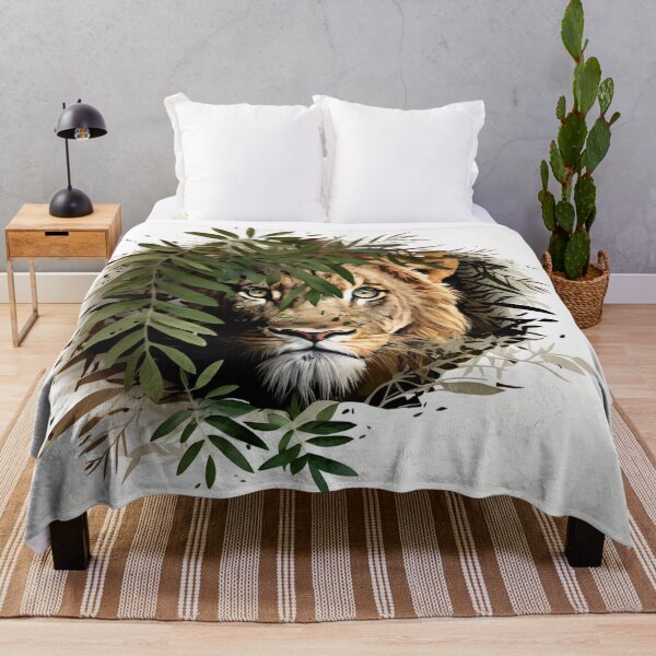Item preview, a lion in the jungle among the green bushes designed and sold by Print-Online.