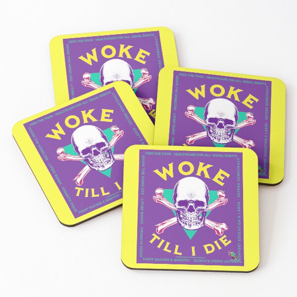 Item preview, PMD00824 Progressive Movement Designs Woke Till I Die funny humor skull shows you are woke and support progressive policy goals for progressive Democrats Independents and Bernie Sanders supporters designed and sold by ProgressiveLeft.