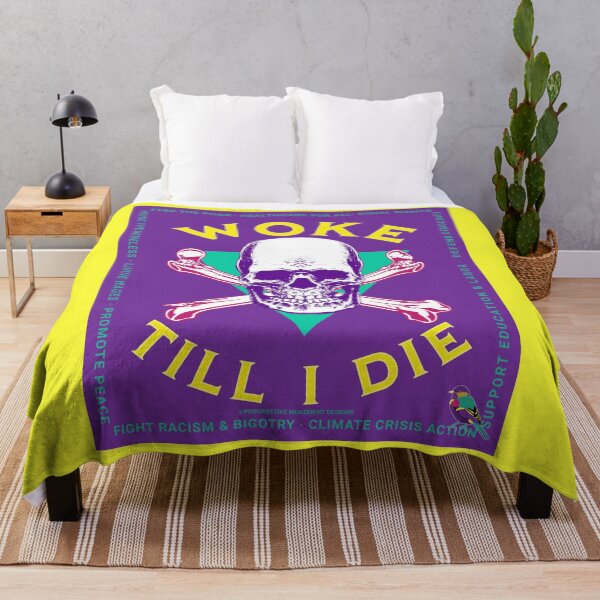Item preview, PMD00824 Progressive Movement Designs Woke Till I Die funny humor skull shows you are woke and support progressive policy goals for progressive Democrats Independents and Bernie Sanders supporters designed and sold by ProgressiveLeft.