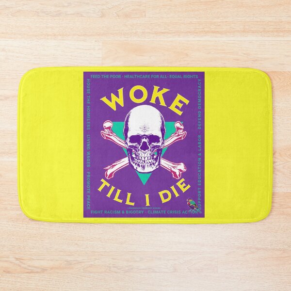 Artikelvorschau, PMD00824 Progressive Movement Designs Woke Till I Die lustiger Humor-Totenkopf zeigt, dass Sie aufgewacht sind und progressive politische Ziele für progressive Demokraten, Unabhängige und Anhänger von Bernie Sanders unterstützen entworfen und verkauft von ProgressiveLeft.